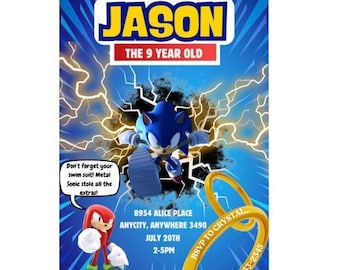 Sonic Party Digital and Print Invitation Template Made With Canva