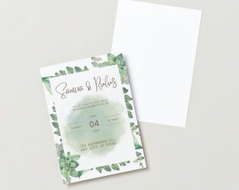 Faire-part de mariage fleur verte