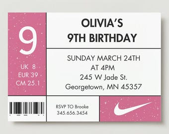 Pink Checkmark Sport Party Digital and Print Invitation Template Made With Canva