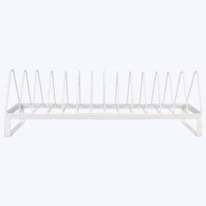 Small Vinyl Coated Wire Dish Rack with Utensil Holder, White