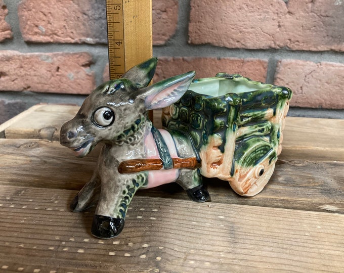 Donkey Pulling Cart Planter Etsy