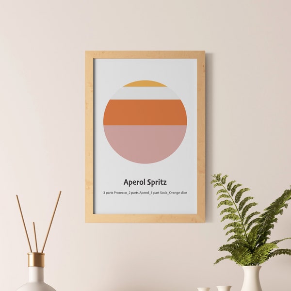 Aperol Cocktail Print, Aperol Decor, Aperol Poster, Bar Cart Decor, Cocktail Poster, Bar Cart Art, Cocktail ingredients Print, Cocktail Art