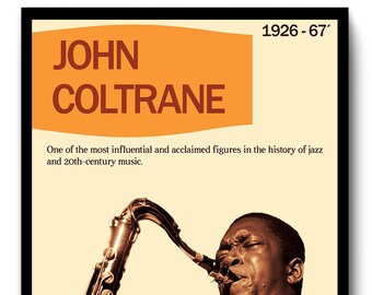 Affiche John Coltrane - musicien de jazz - art mural imprimable - décoration de salon - affiche musique vintage