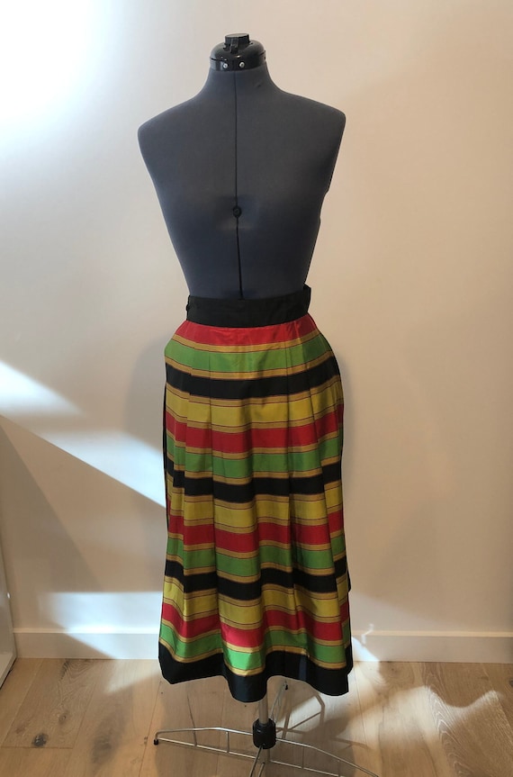 1980s Stiped Silk Skirt with Open Sides