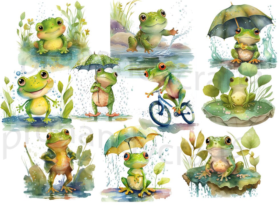Frogs Clipart Set Clip Art Set of Frogs Lilypads Frog - Etsy Singapore
