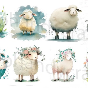 Watercolor Clipart Cute Baby Sheep Farm Nursery Decor Wall Art, PNG Cute Animals Downloads - PNG Transparent Sublimation Designs