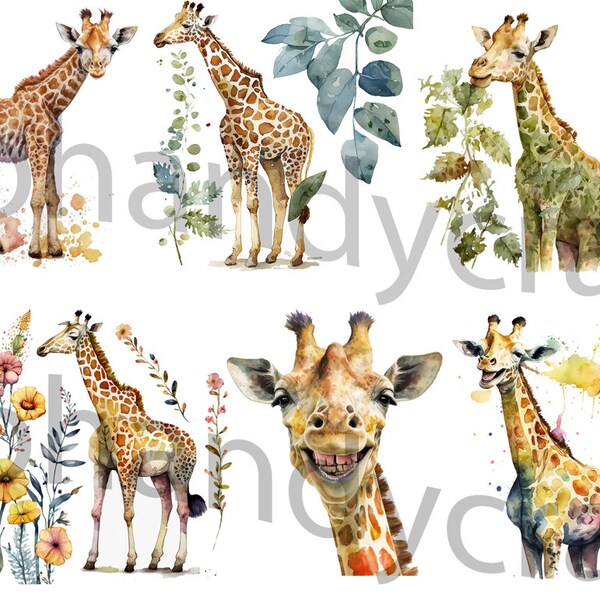 Watercolor giraffe clipart Giraffe clipart - Little Giraffe - Cute - Digital download instantly