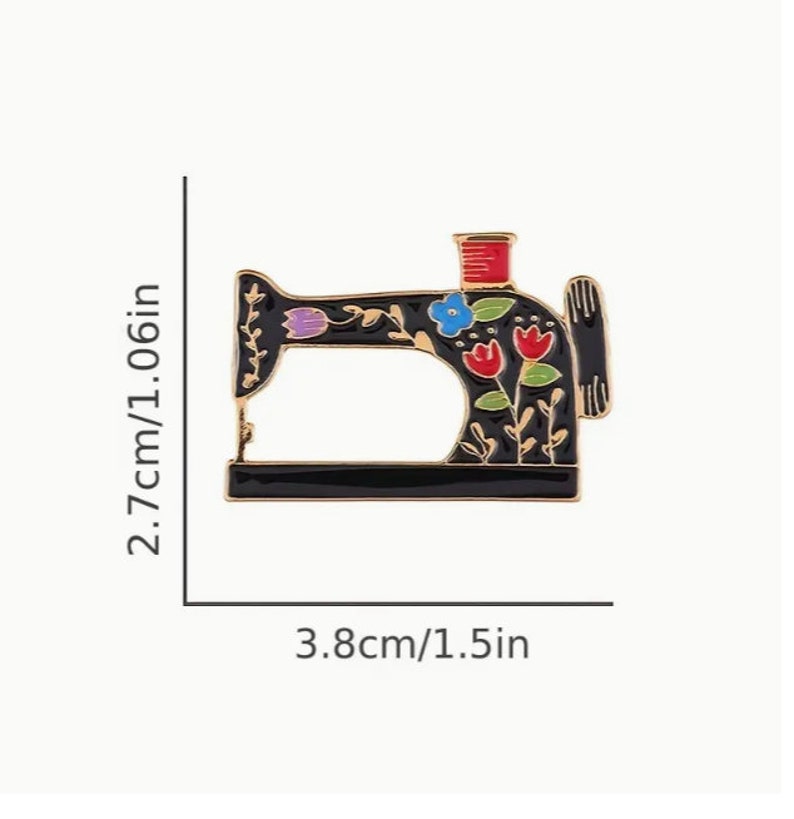 Flower Sewing Machine Enamel Pin Vintage Style Brooch Etsy