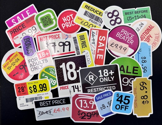 50pcs Retro Stickers, 70s Retro Design, 99cents Store Sticker, Price Tag  Sticker, on Sale Sticker, Promotion Sticker 