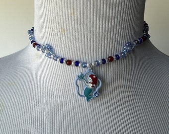 The Little Mermaid Blue Flower Beaded Necklace