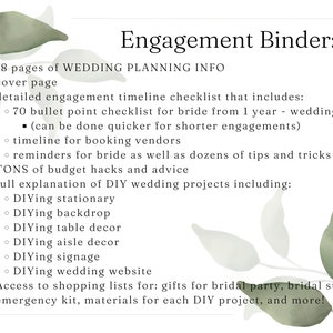 PACKAGED Wedding Day Binder Template, Full Engagement Planner Template, AND Budget Tracking Template, 42 pages, editable, Instant Download image 2