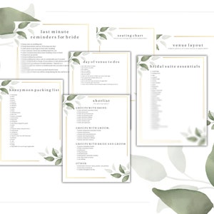 PACKAGED Wedding Day Binder Template, Full Engagement Planner Template, AND Budget Tracking Template, 42 pages, editable, Instant Download zdjęcie 8