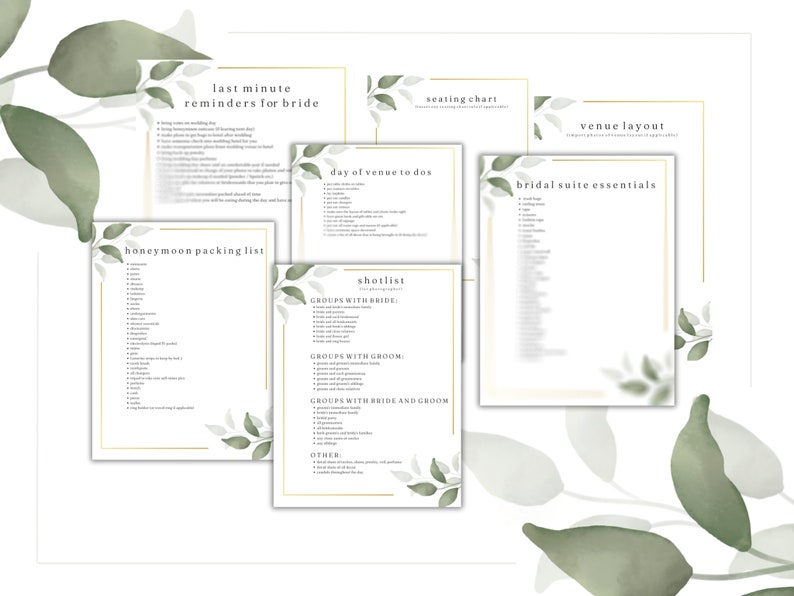 PACKAGED Wedding Day Binder Template, Full Engagement Planner Template, AND Budget Tracking Template, 42 pages, editable, Instant Download zdjęcie 8