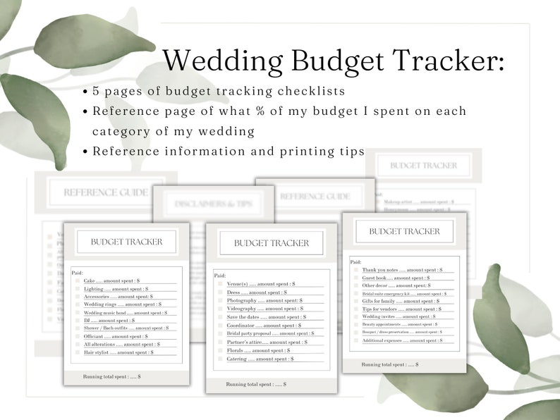 PACKAGED Wedding Day Binder Template, Full Engagement Planner Template, AND Budget Tracking Template, 42 pages, editable, Instant Download zdjęcie 9