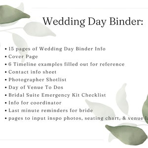 PACKAGED Wedding Day Binder Template, Full Engagement Planner Template, AND Budget Tracking Template, 42 pages, editable, Instant Download zdjęcie 6