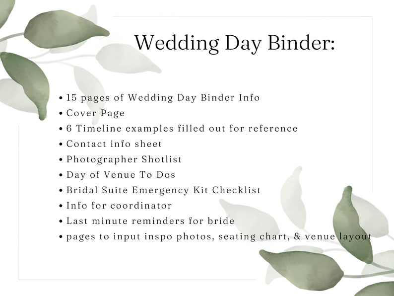 PACKAGED Wedding Day Binder Template, Full Engagement Planner Template, AND Budget Tracking Template, 42 pages, editable, Instant Download zdjęcie 6