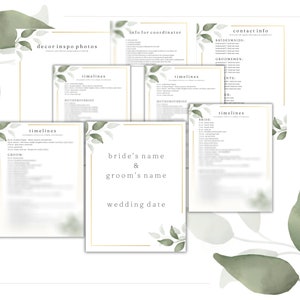 PACKAGED Wedding Day Binder Template, Full Engagement Planner Template, AND Budget Tracking Template, 42 pages, editable, Instant Download image 7