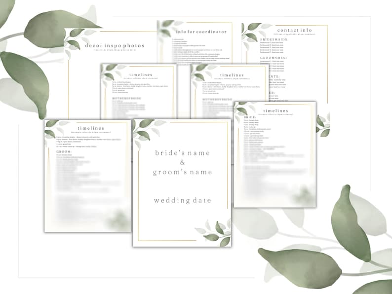 PACKAGED Wedding Day Binder Template, Full Engagement Planner Template, AND Budget Tracking Template, 42 pages, editable, Instant Download zdjęcie 7