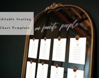 Wedding Seating Chart Template, Fully Editable, Instant Download, Printable Canva Template, Customizable Modern Elegant Wedding Statuionary