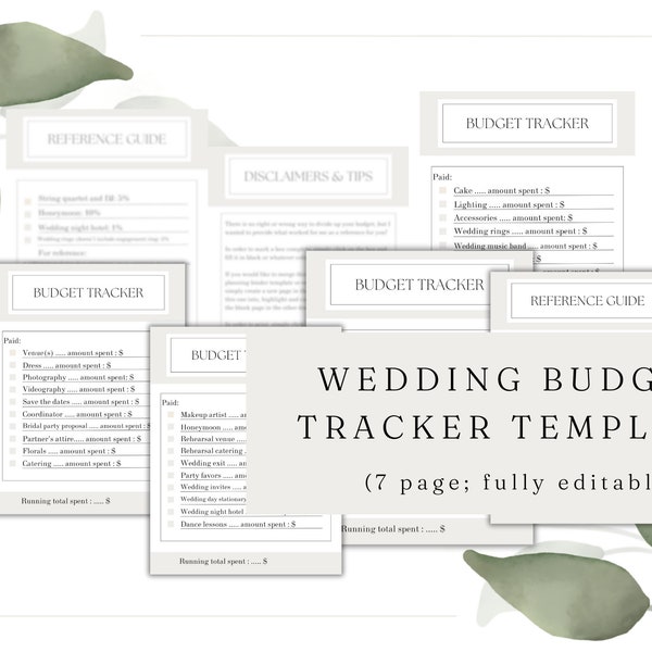 Wedding Budget Tracker and Checklist, Editable Instant Download, Canva Template, Wedding Organization