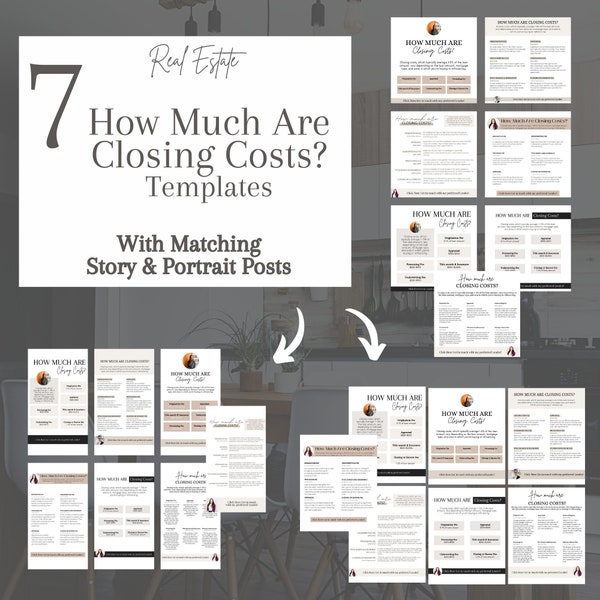 How Much are Closing Costs Real Estate Bundle- INSTANT DOWNLOAD Templates, Edit FREE in Canva, Marketing, Social Media, Branding, buyers