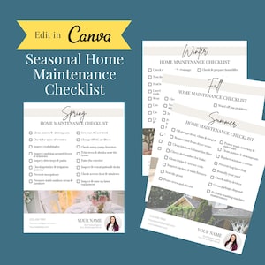 Seasonal Home Maintenance Checklist for Real Estate Agents - INSTANT DOWNLOAD| Edit in Canva | Templates for Buyers and Sellers | Marketing