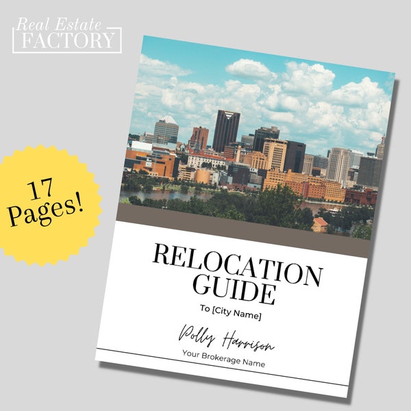 Relocation Guide for Real Estate Agents- INSTANT DOWNLOAD, Edit in Canva, Templates for Buyers and Sellers, Realtor Marketing, farming, sold