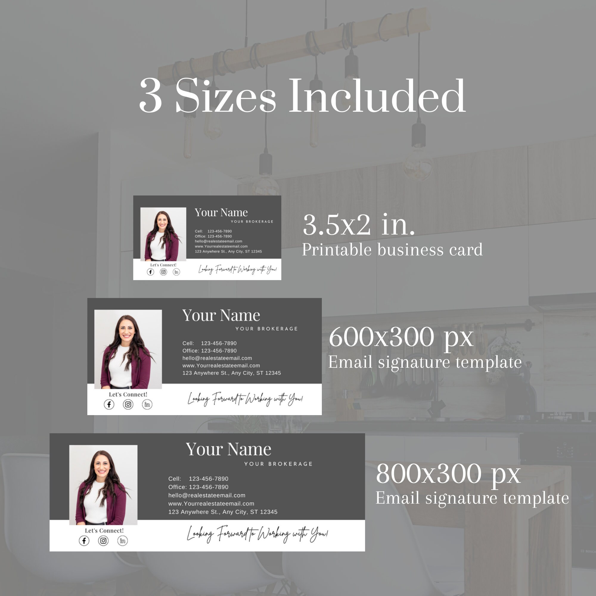 Business Card & Email Signature Real Estate Bundle INSTANT DOWNLOAD ...