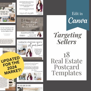 Targeting Sellers Real Estate Postcards - INSTANT DOWNLOAD Templates, Edit in Canva, Realtor Farming Postcards, Realtor Marketing Postcards