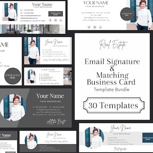 Email Signatures & Business Card Real Estate Bundle- INSTANT DOWNLOAD Templates, Edit FREE in Canva, Marketing, Biz Card, branding, social