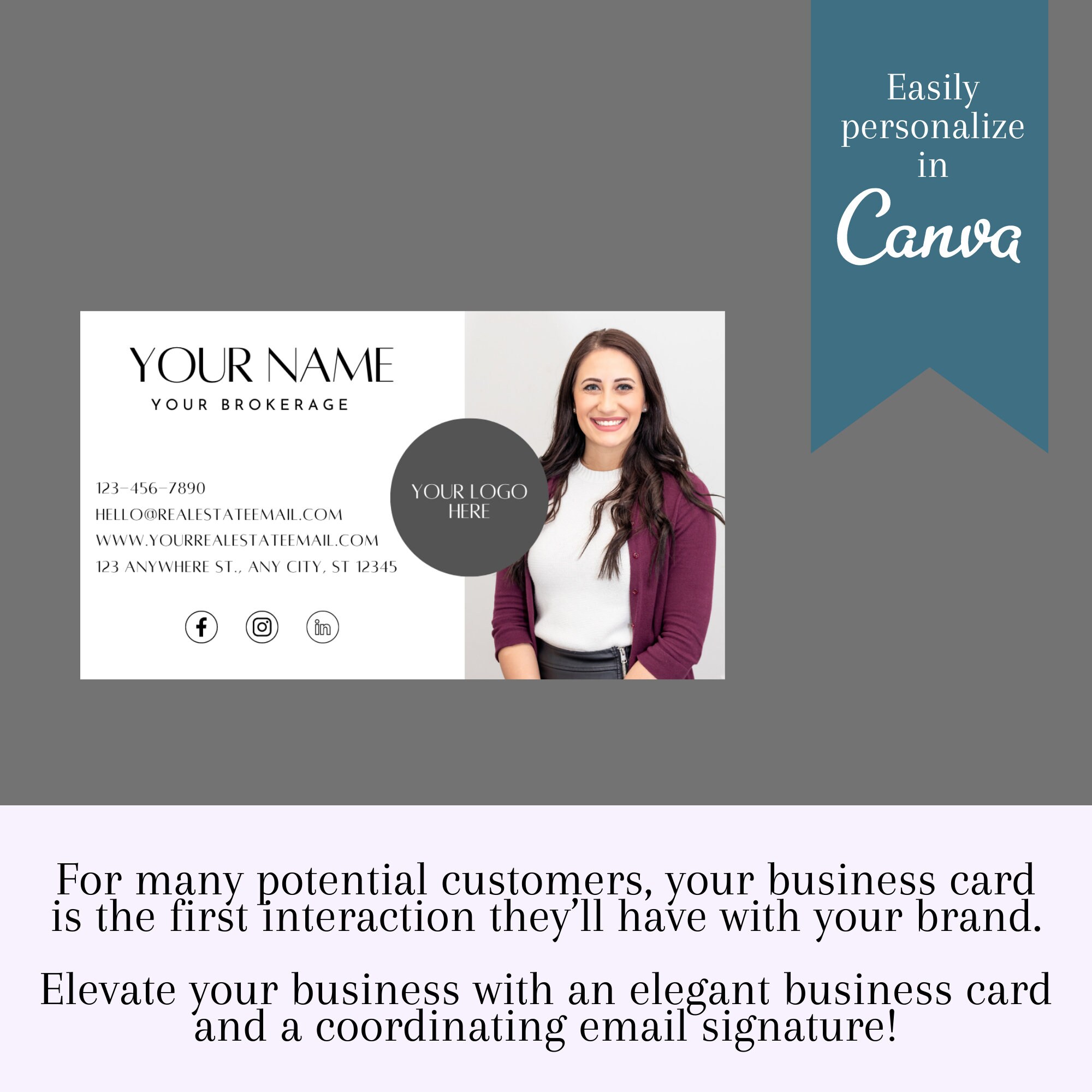 Business Card & Email Signature Real Estate Bundle INSTANT DOWNLOAD