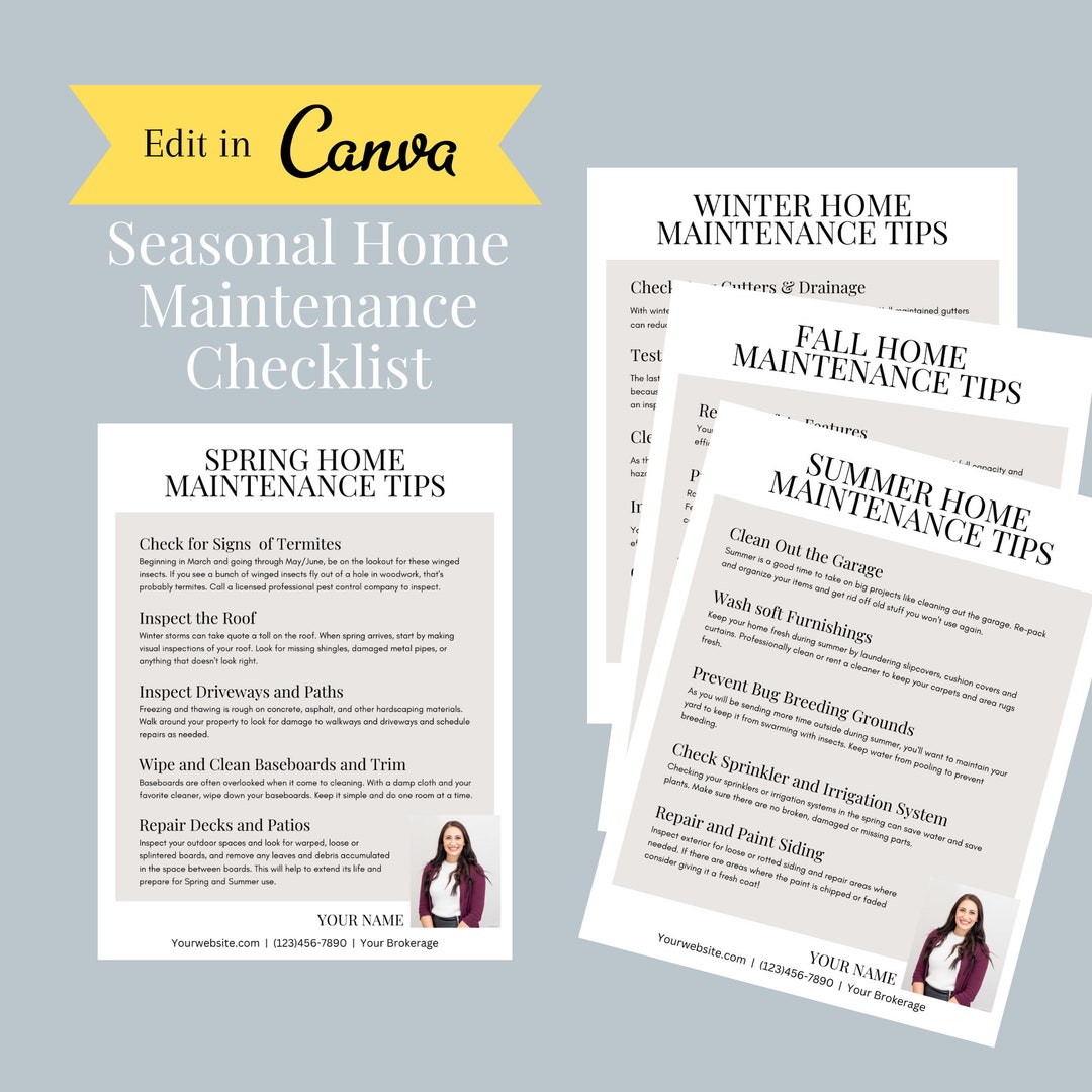 Seasonal Home Maintenance Checklist for Real Estate Agents - Etsy
