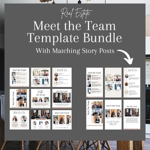 Meet the Team Real Estate templates- 9 INSTANT DOWNLOAD w/ Matching Instagram Story, Edit FREE in Canva,  Marketing & branding, buyers,