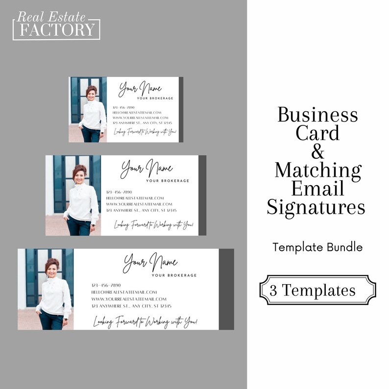 Business Card & Email Signature Real Estate Bundle INSTANT DOWNLOAD