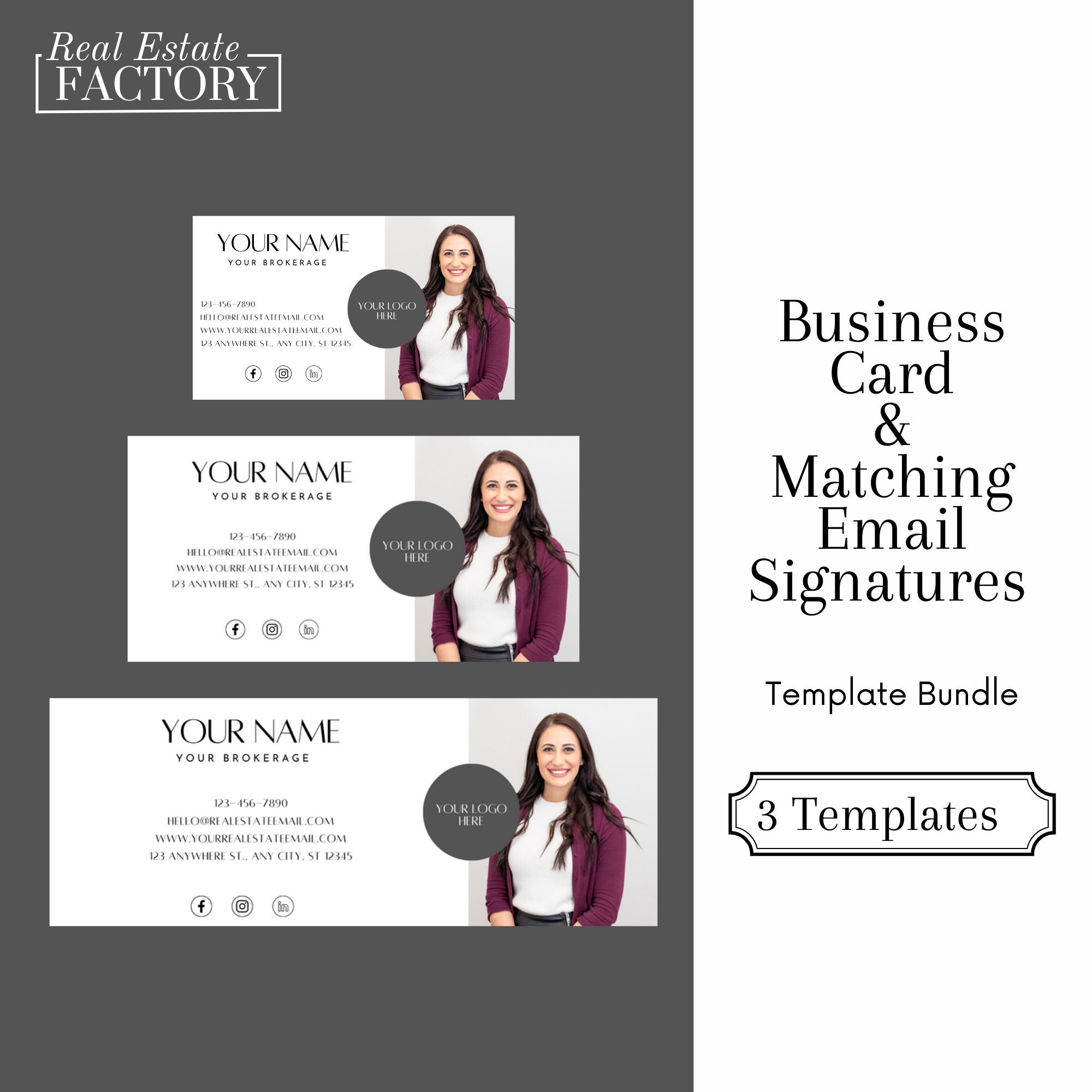 Business Card & Email Signature Real Estate Bundle INSTANT DOWNLOAD