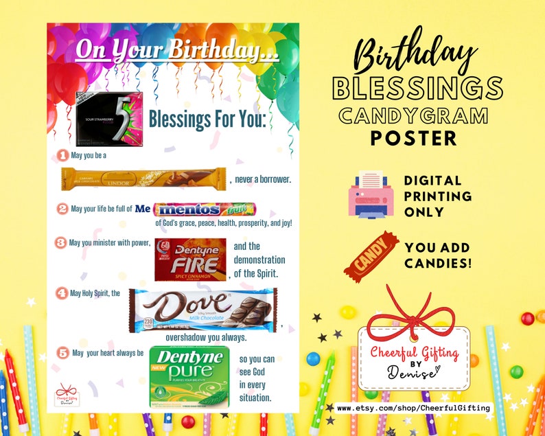 Printable Birthday Candygram Poster Birthday Candy Bar Poster Printable Birthday Candygram Poster Birthday Candy Bar Poster