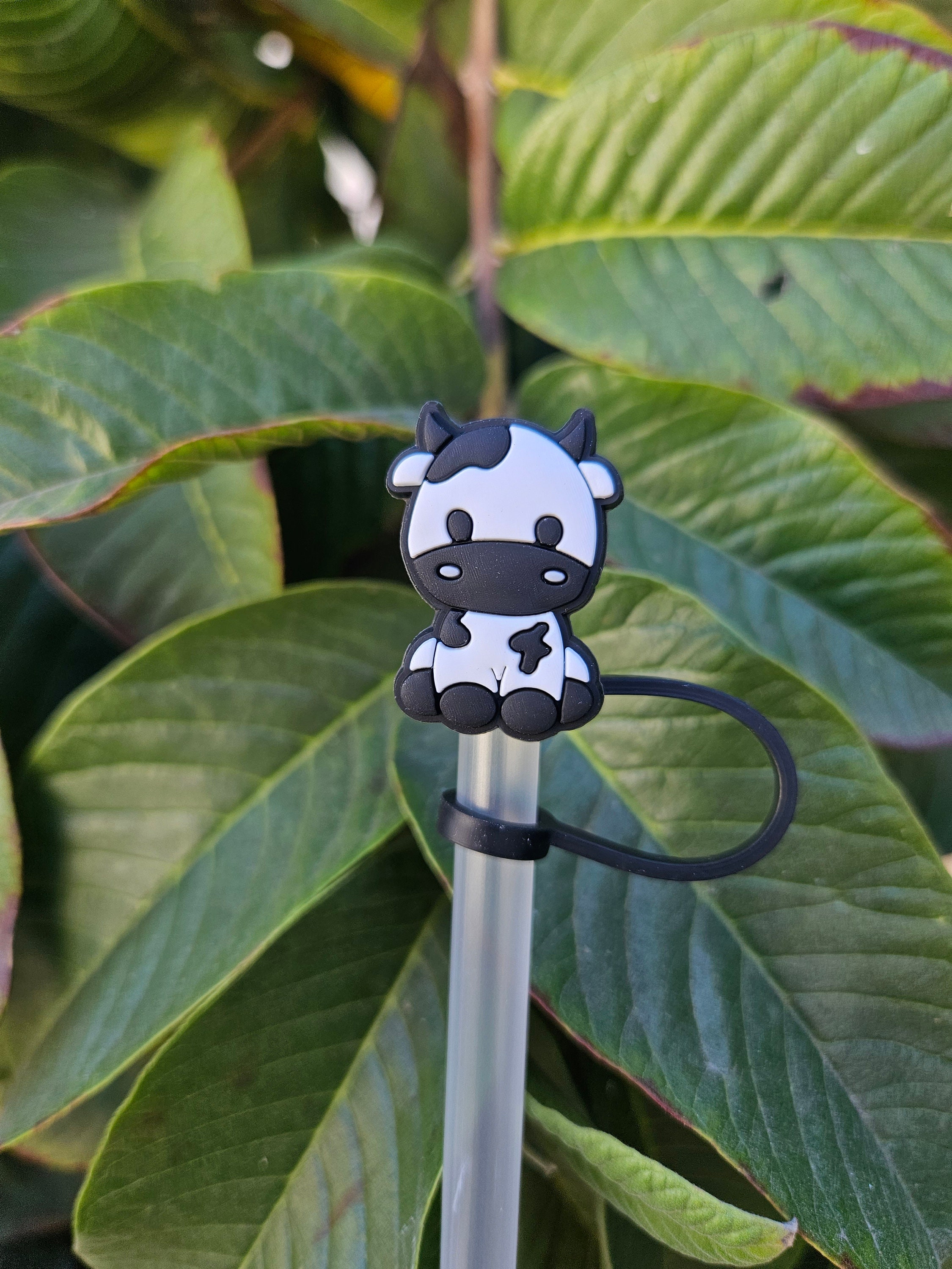 Black White Cow Straw Charm; Straw Accessory; Straw Topper