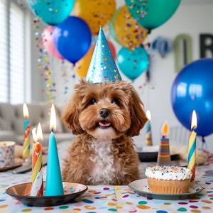 Birthday Cavapoo Digital Print