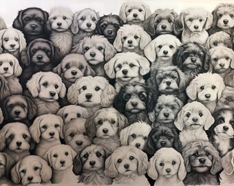 Cavapoo Wrapping Paper - Black & White