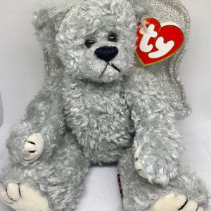 Vintage “Sterling” Ty Beanie Baby Angel Bear. Movable arms, legs, head. 9”/ 23cm. 1993.