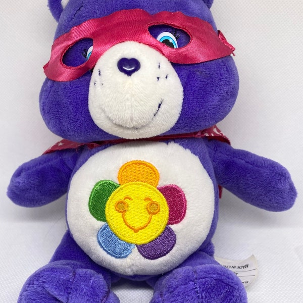 Hasbro “Superhero Harmony Bear” Care Bear with mask and cape. 8”/ 20cm.