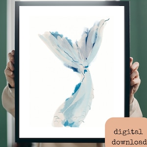Druckbare blaue Meerjungfrau Schwanz Kunst Fantasy Download Meerjungfrau Liebhaber Kinderzimmer Druck Mythische Kunst Boho Seetier Schlafzimmer Ozeanliebhaber Poster