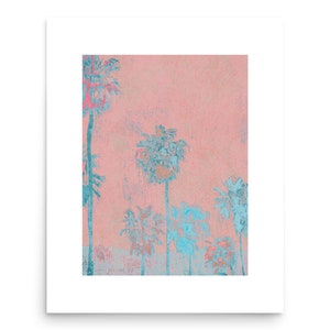 Tropical Wall Art Pink Palm Tree Print Beach House Bathroom Wall Decor Summer Coastal Bedroom Dorm Poster Ocean Lover Gift Surfer Art Print