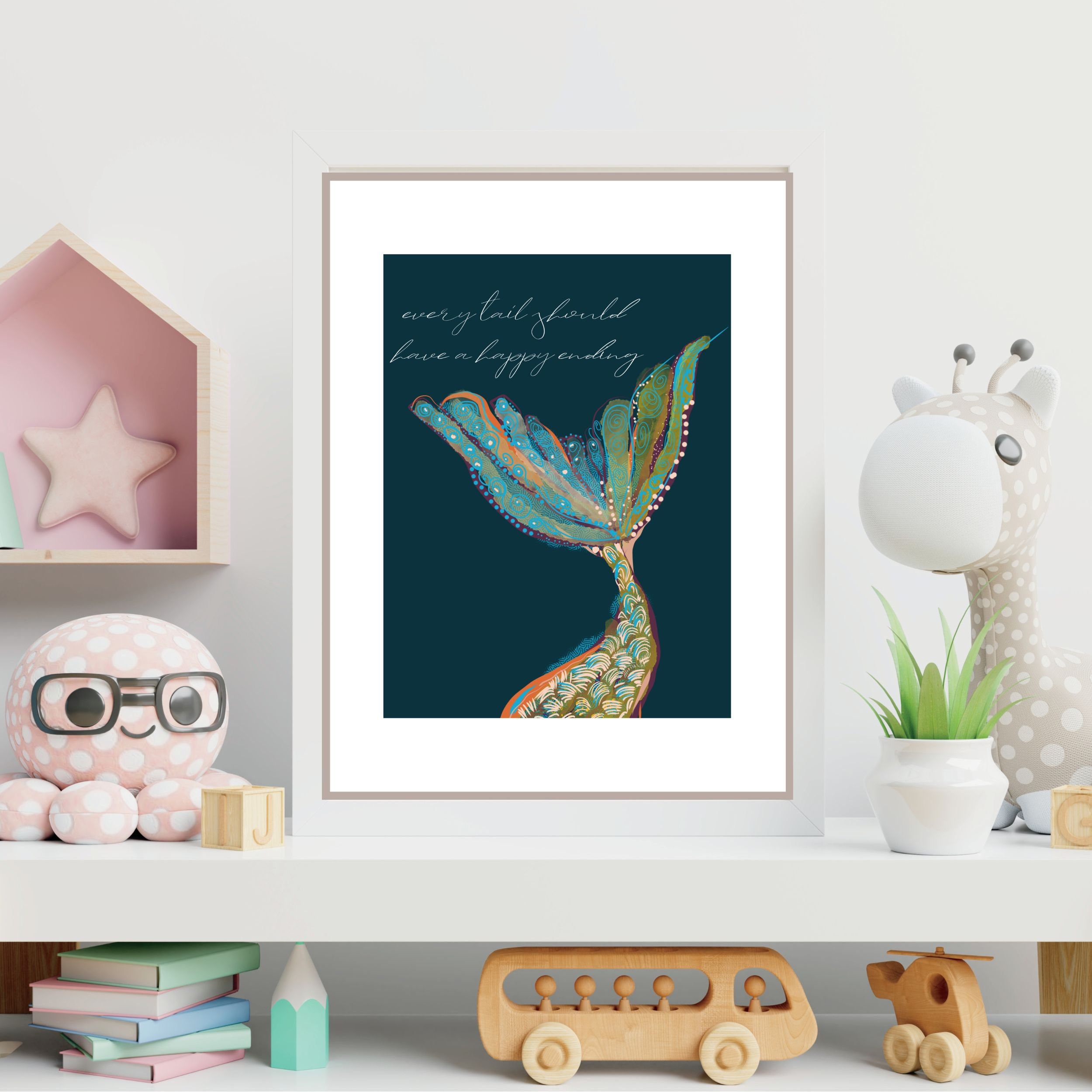 Nursery Quote Girls Wall Art Printable Wall Decor Mermaid Quote Poster ...