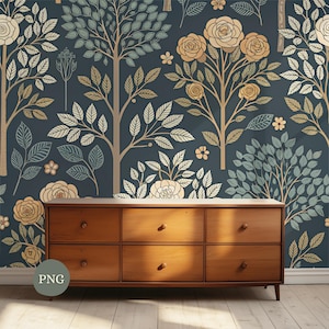 Art Nouveau Seamless Floral Pattern Charcoal Ochre Mosaic Art Nouveau Floral Textile Design 300 DPI Secessionist Heritage Fabric Pattern,