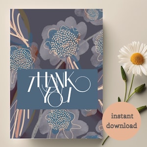 Afdrukbare bedankkaart moderne bloemen Instant Download bloemen voor moeder Boho vriendin gewoon omdat wenskaart huwelijksdouche bedankt