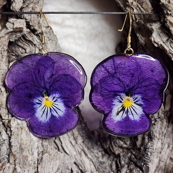 Purple Pansy Earrings