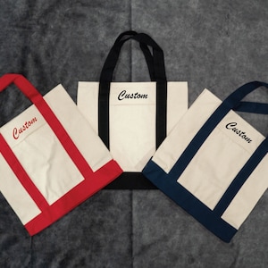 Custom Tote Bag, Canvas Tote Bag, Custom Text Tote, Gift for Her, Bachelorette Gift, School Bag, Embroidery, Personalized Gift, Custom Tote