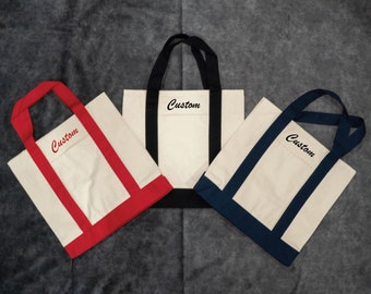 Custom Tote Bag, Canvas Tote Bag, Custom Text Tote, Gift for Her, Bachelorette Gift, School Bag, Embroidery, Personalized Gift, Custom Tote