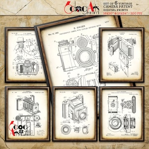 Vintage Photographic Camera (Set of 6) Patent Drawings Downloadable Digital Prints 16&quot;x20&quot; / 16&quot;x24&quot; Blueprint Art for Wall Decor JP-52b